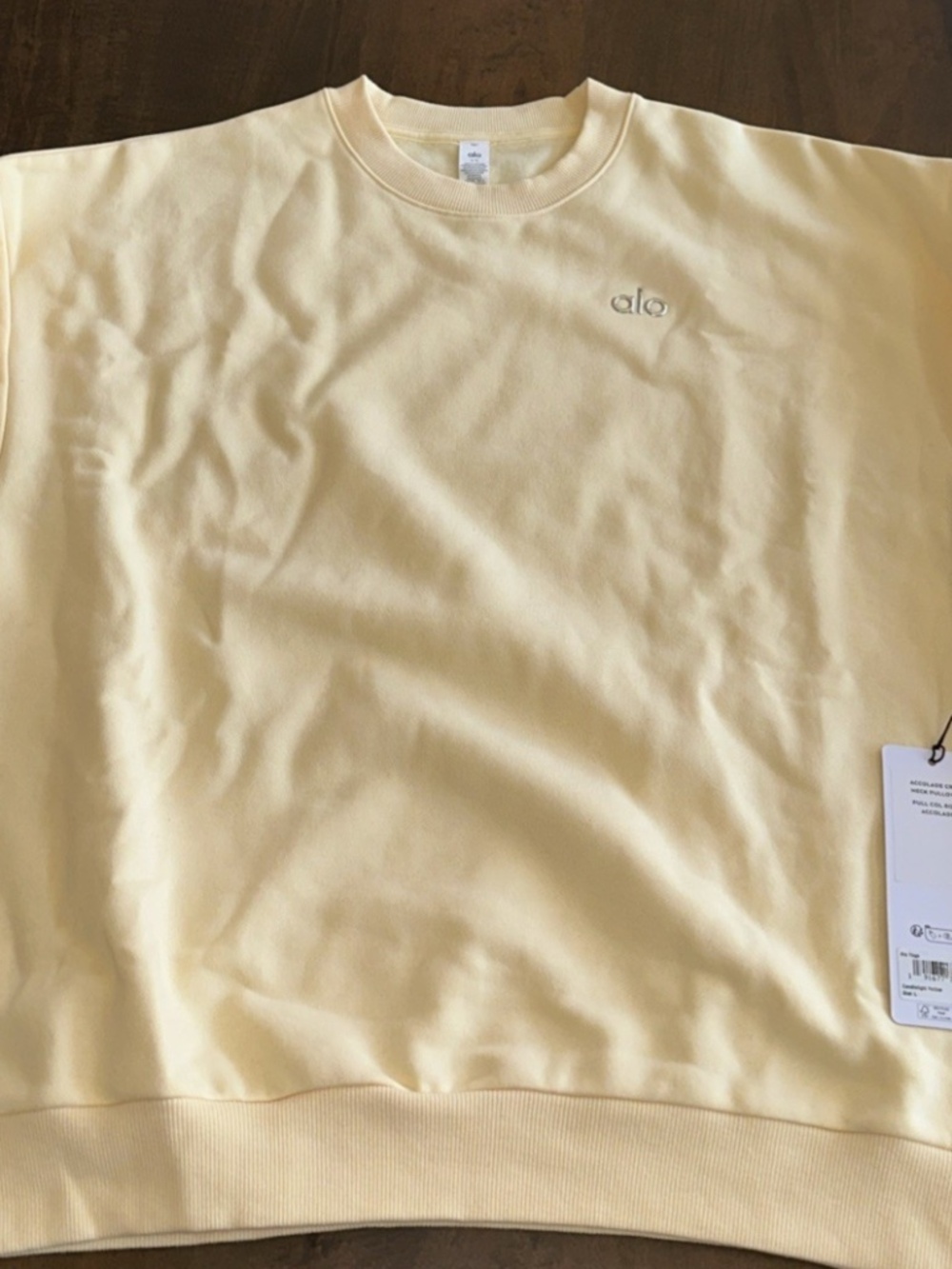 Alo Yoga Accolade Crew Neck Pullover Candlelight Yellow Size Large